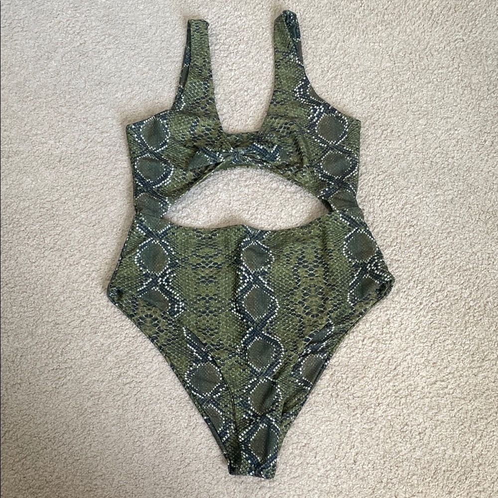Green Snakeskin One Piece Swimsuit